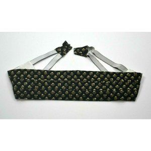 HUGO BOSS Men's Geometric Cummerbund MADE IN‎ ITALY Size LARGE Black 100% Silk
